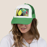 Boné Toucan Bird Trucker Hoco<br><div class="desc">Pássaro Toco Toco Tropical Exótico - Pintura Marinha Linda Colorida</div>