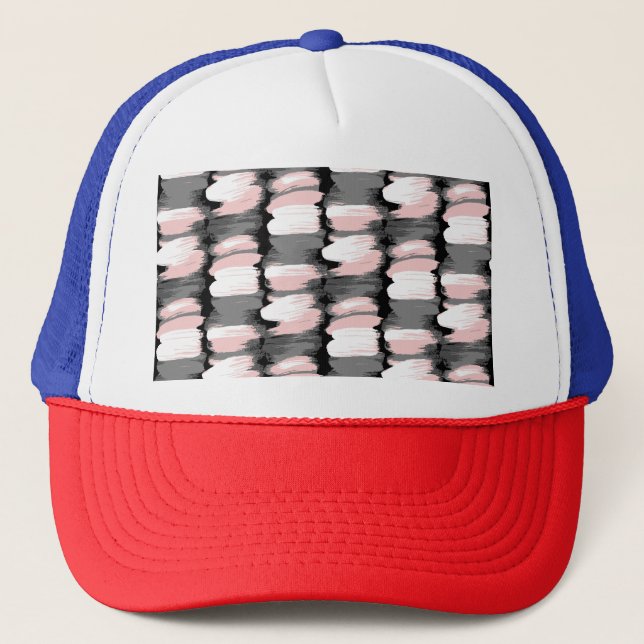 Boné Traços de pincel, decoração cor-de-rosa-cinza. (Frente)