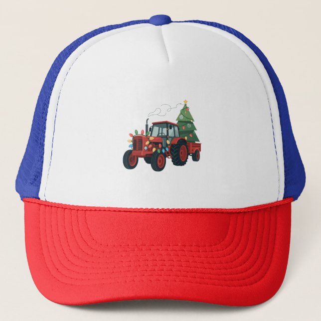 Boné Trator com Reboque Santa Fazenda Agricultor Natal (Frente)