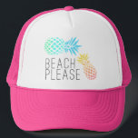 Boné Trendy verão "praia, por favor", abacaxi colorido<br><div class="desc">Design fresca, de Verão e colorida. Você pode personalizar o produto escolhendo a cor de fundo.</div>