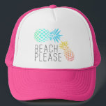 Boné Trendy verão "praia, por favor", abacaxi colorido<br><div class="desc">Design fresca,  de Verão e colorida. Você pode personalizar o produto escolhendo a cor de fundo.</div>