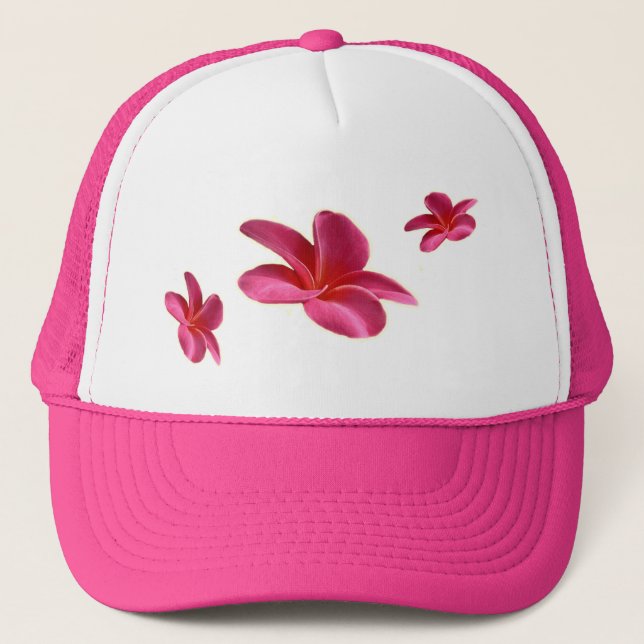 Boné Três Flores De Frangipanos Rosa, (Frente)