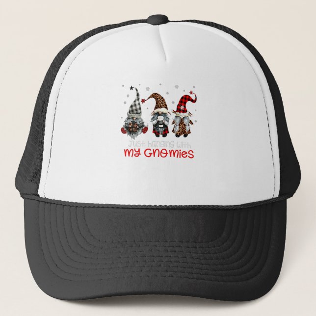 Boné Três Gnomos No Natal Vermelho Apenas Saindo Com O  (Frente)