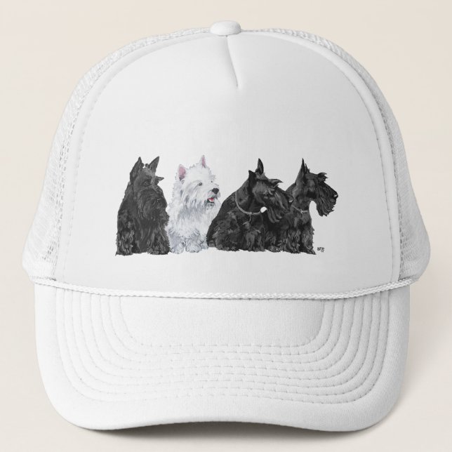 Boné Três Scotties e um Westie (Frente)