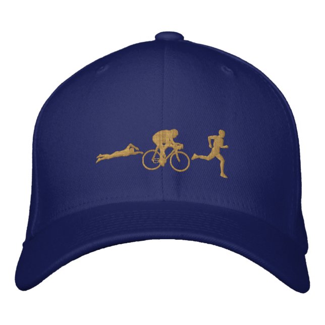 Boné Triatleta de Natação com Triatlo Dourado (Frente)