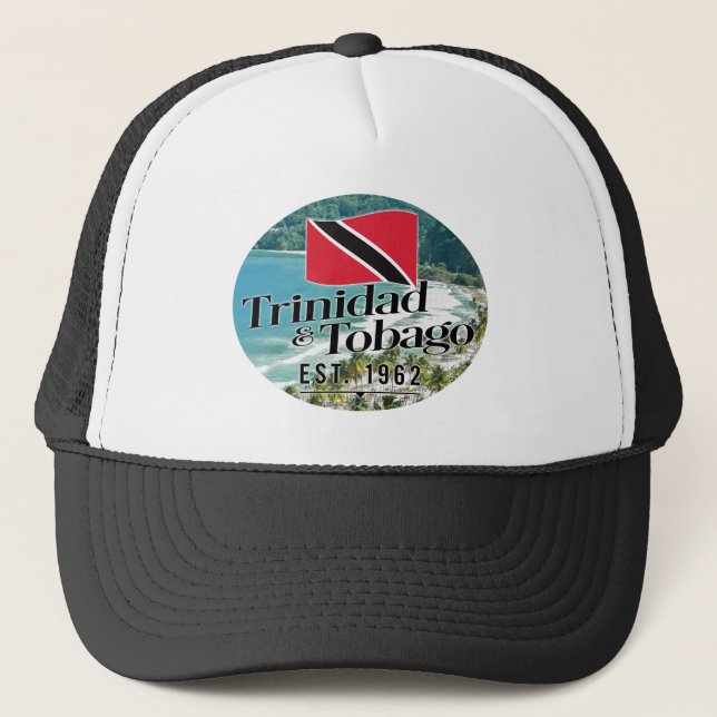 Boné "Trinidad e Tobago Est. Praia de 1962" com Bandeir (Frente)