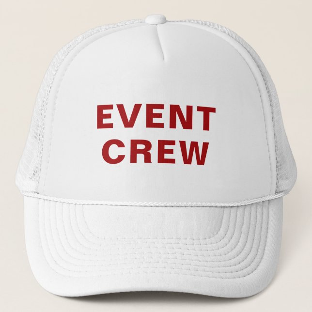 Boné Tripulação de eventos - texto vermelho, fácil de l (Frente)