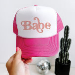 Boné Trixie Retro 70 Themed Groovy Babe Bachelorette<br><div class="desc">Este camionista de solteira de bebês que apresenta uma fonte temática retrô dos anos 70 em cor laranja cremosa. Ordene a opção da noiva branca para a noiva-a-ser e os chapéus de "bebê" laranja coordenadores para o seu grupo de solteiros. As cores são editáveis! Clique em 'editar design' para criar...</div>