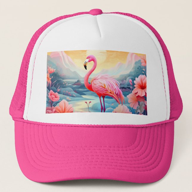 Boné Tropical Flamingo com Flores (Frente)