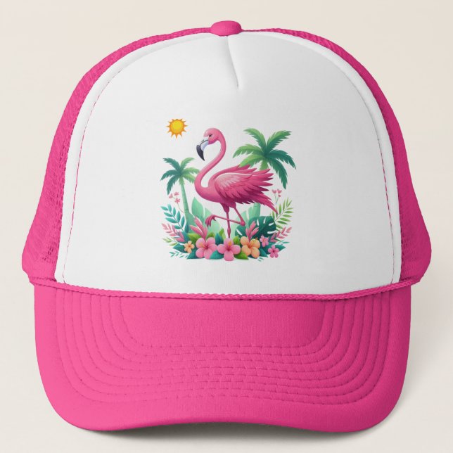 Boné Tropical/Flórida rosa flamingo (Frente)