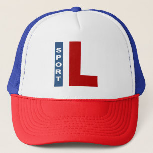 Boné trucker branco/azul/vermelho ILLINOIS