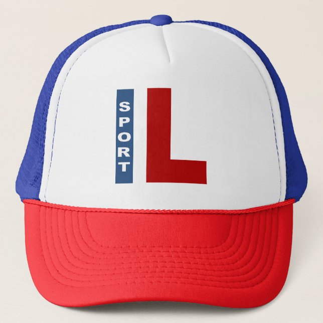 Boné trucker branco/azul/vermelho ILLINOIS (Frente)
