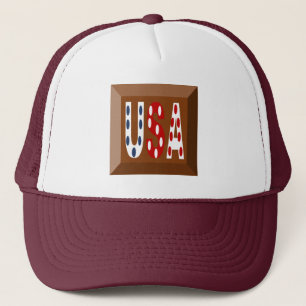 BONÉ TRUCKER BRANCO CASTANHA COBERTURA DESENHO  