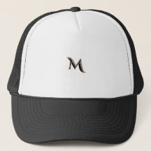Boné Trucker Branco e Preto com Monograma de Letra
