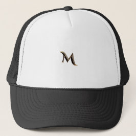 Boné Trucker Branco e Preto com Monograma de Letra