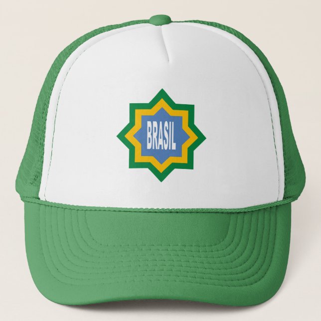 Boné Trucker branco/verde BRASIL (Frente)