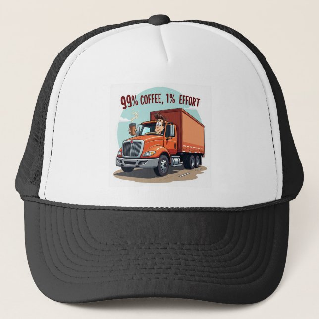 Boné Trucker Hat - 99% café 1% esforço (Frente)