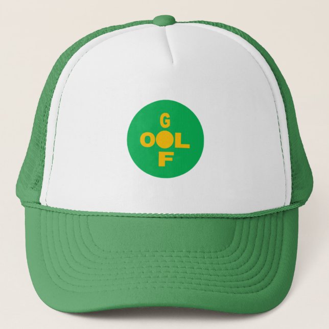 Boné Trucker Hat, branco e DESIGN verde GOLF (Frente)