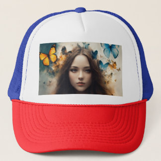 Boné Trucker Hat: Butterfly & Feather 
