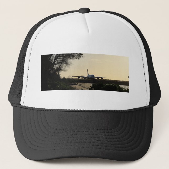 Boné Trucker Hat com Airbus A380 em Sunrise (Frente)