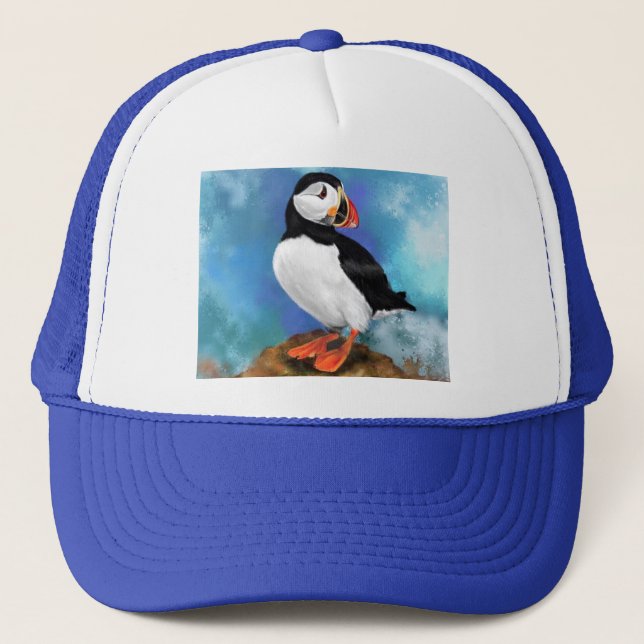 Boné Trucker Hat com Pássaro de Puffin Atlântico - Pint (Frente)