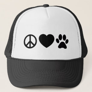 Boné Trucker Hat para Paz, Amor e Cães