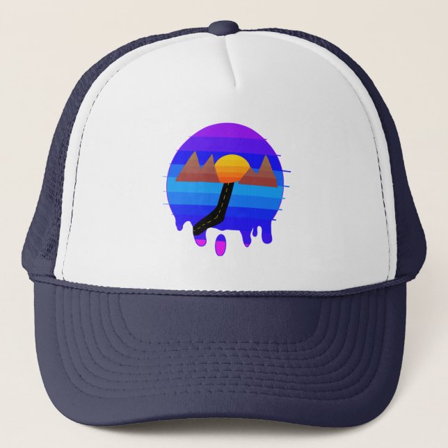 Boné Trucker Hat, Retro Mountain, Sunset, Roadtrip (Frente)