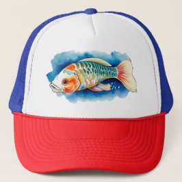 Boné Trucker Hat - Série Watercolor: Peixe Koi