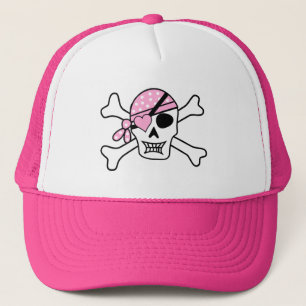Boné Trucker Hat/Skull com Crossbones e Coração