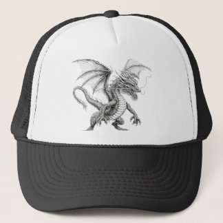 Boné Trucker Hat with Dragon - Black and White Sketch D