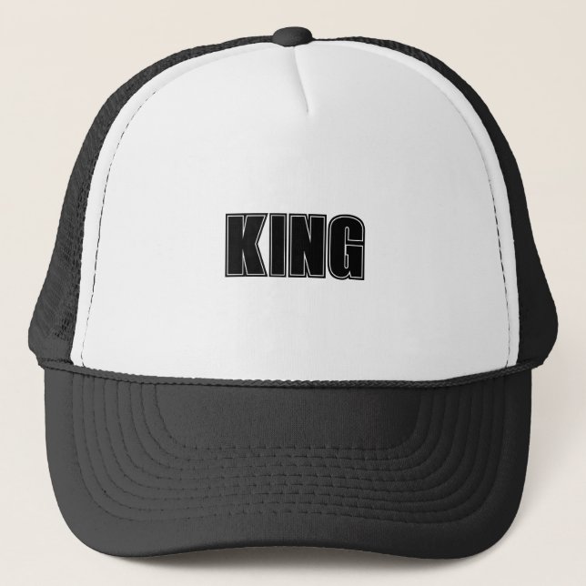 Boné Trucker Personalizado Rei Texto Branco e Pret (Frente)