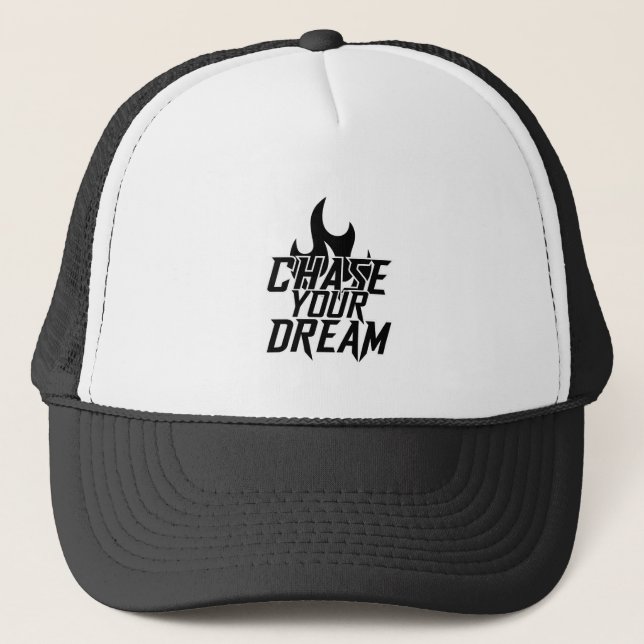 Boné Trucker Preto e Branco Persiga Seu Sonho  (Frente)