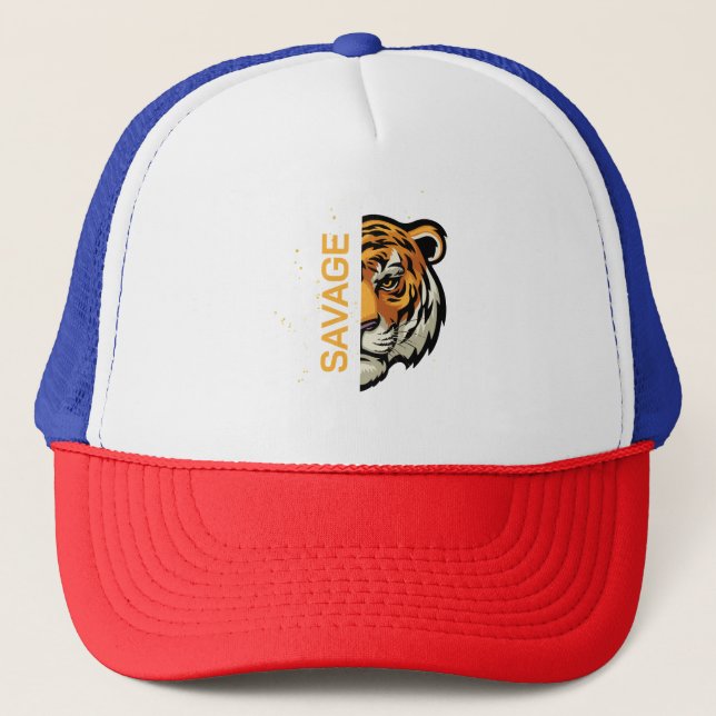 Boné Trucker Vermelho Branco Azul Personalizado (Frente)