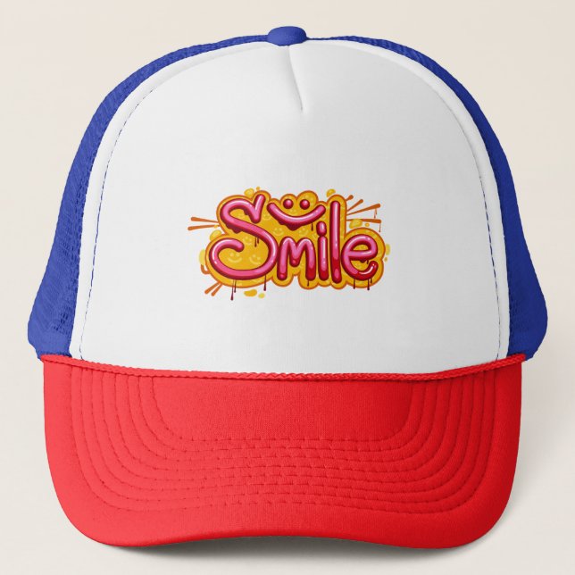 Boné Trucker Vermelho Branco Azul Personalizado (Frente)