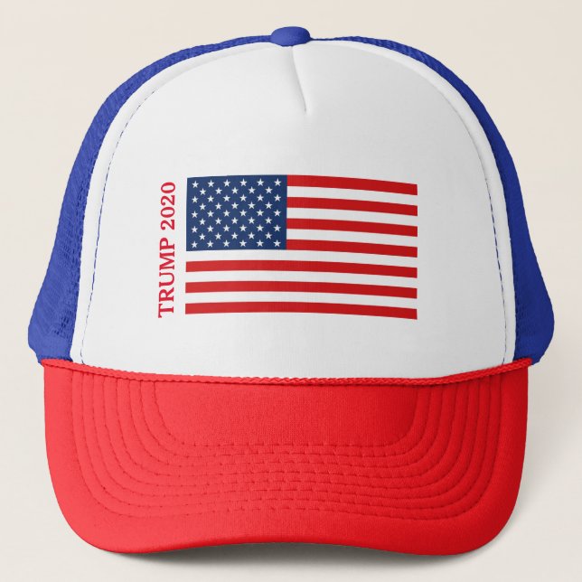 Boné TRUMP 2020 American Flag Trucker Hat (Frente)