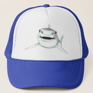 Boné tubarão aquarela sorrindo animal oceano cinza verd