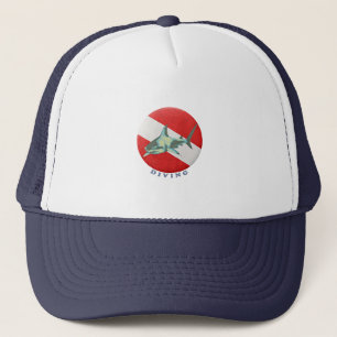 Boné tubarão da bandeira do mergulho