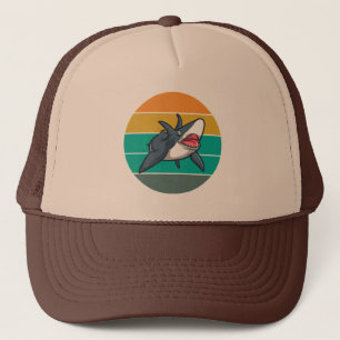 Boné Tubarão Retro Pôr do Sol Verão Pesca