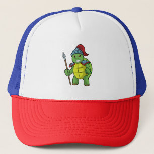 Boné Turtle como guerreiro com Spear e Helmet