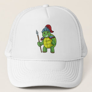Boné Turtle como guerreiro com Spear e Helmet
