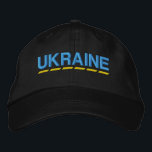 Boné UCRANIANO Cores Azul e Amarelo em Preto<br><div class="desc">O UCRANIANO Cores Azul e Amarelo no chapéu bordado preto para mostrar seu apoio à Ucrânia!</div>
