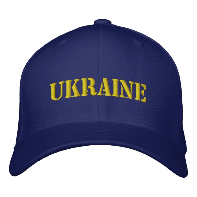 Boné UKRAINE Azul com Fonte de Estilo de Estêncil Amare (Frente)