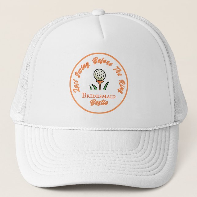 Boné Último Balanço Antes do Golfe Ring Pêssego Laranja (Frente)