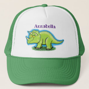 Boné Um desenho animado de dinossauros triceratops verd