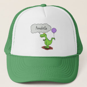 Boné Um desenho animado de dragão engraçado verde par