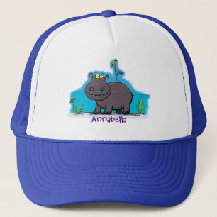 Boné Um hipopótamo engraçado bonito com desenhos anim