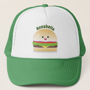 Boné Um lindo desenho animado de hambúrguer de kawaii 