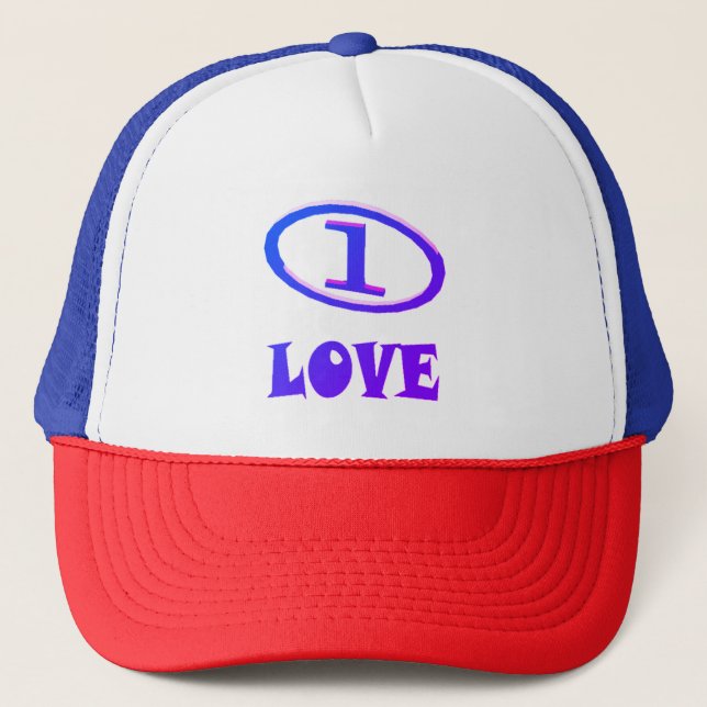 Boné Um padrão de arte de amor tom azul roxo (Frente)