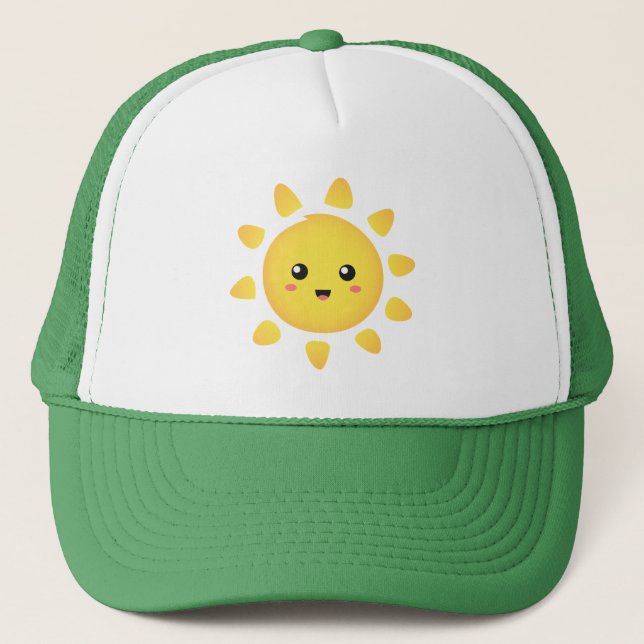 Boné Um sol fofo e feliz que brilha intensamente ao red (Frente)