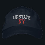 Boné UPSTATE NY White e Red on Marinho Blue<br><div class="desc">UPSTATE NY White e Red bordados no chapéu de algodão azul Marinho. O bordado é personalizável para outras opções de cor selecionando o botão da ferramenta "Editar Design". Também está disponível a opção de selecionar essa cor na página do item principal.</div>